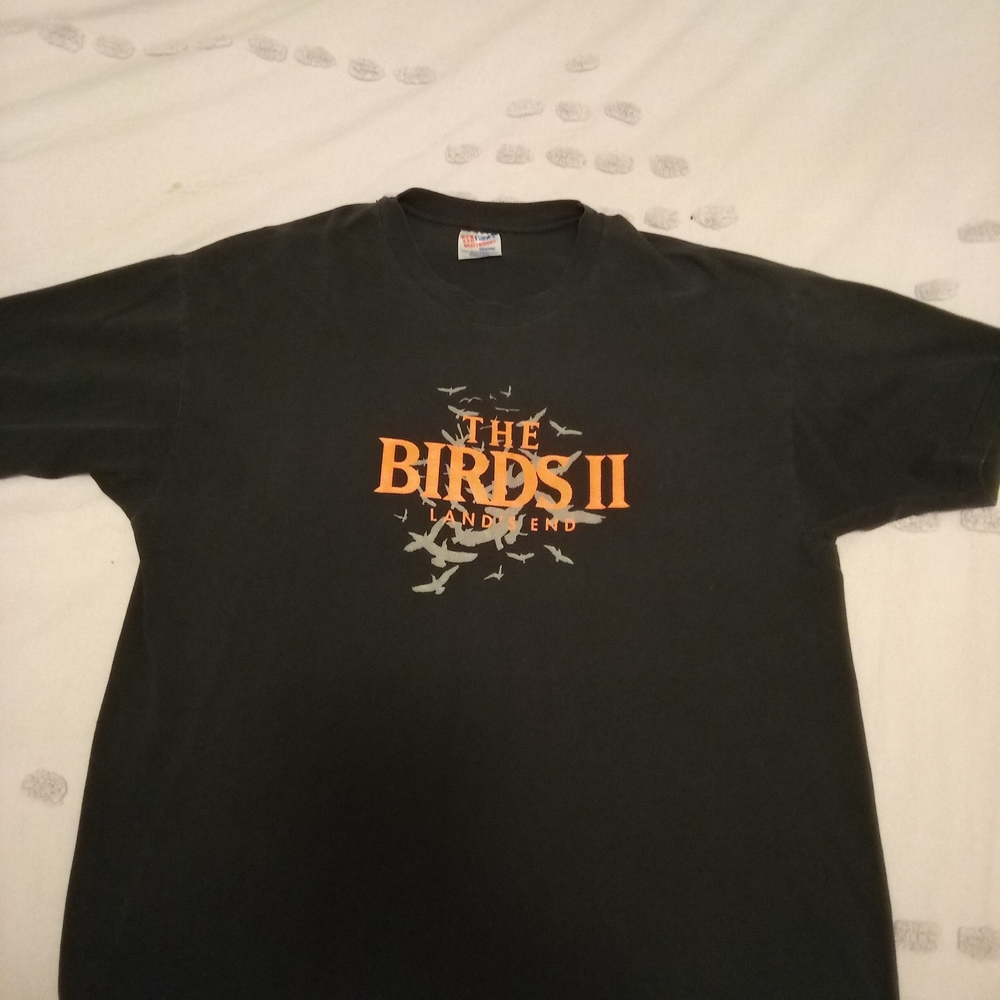 The Birds ll Black T-Shirt with Orange Print
